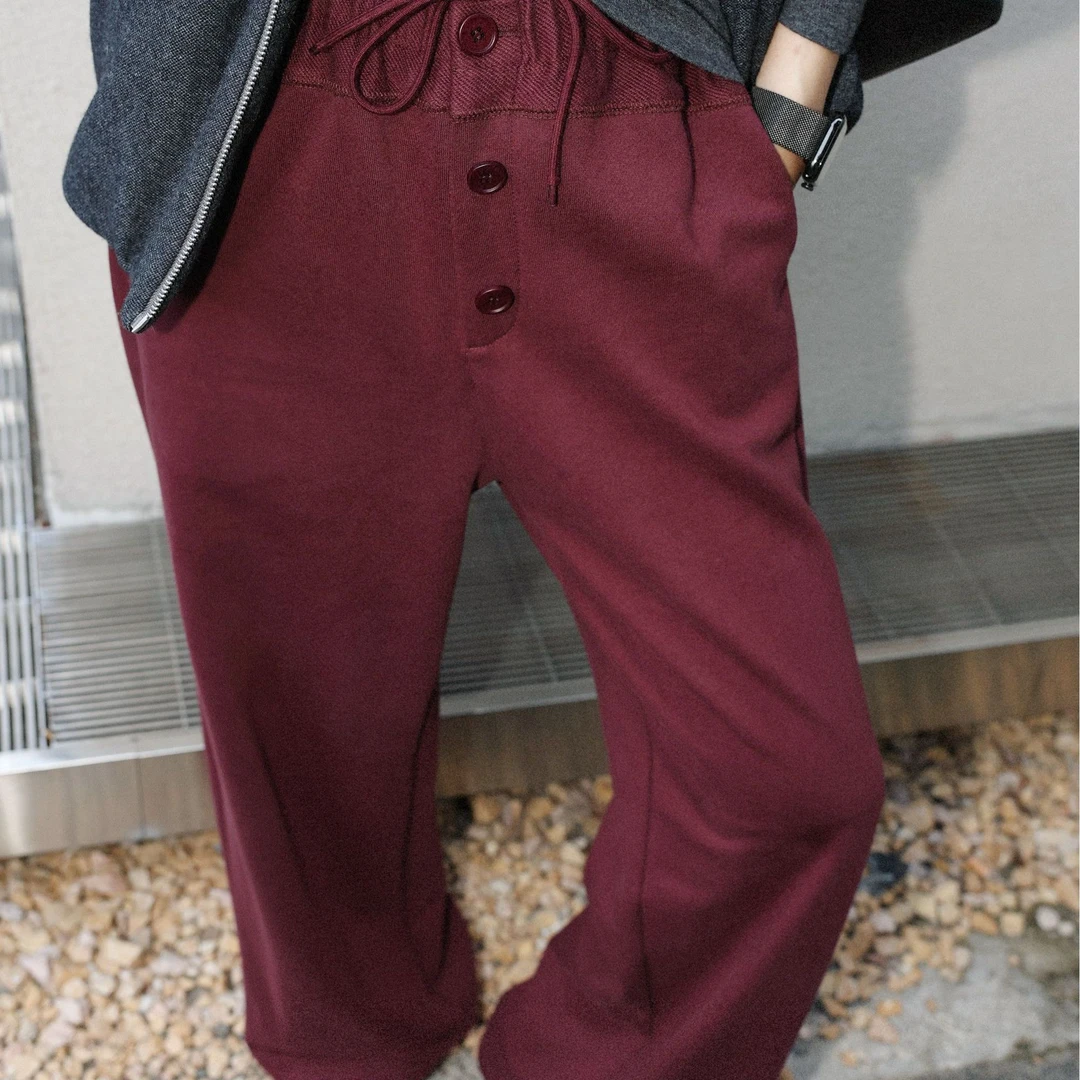 TT设计师【暮光影】高级感全棉罗圈底针织垂坠感休闲裤TT191149