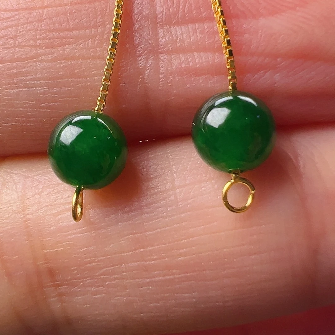 翡翠散珠翡翠辣绿圆珠卡5.9