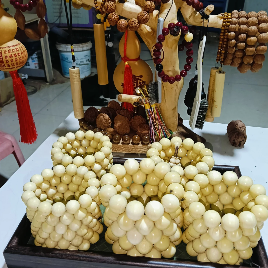 花椒木手串原木太行山老料原木手串白色念珠