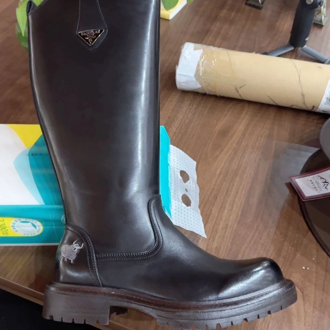 纯棉山羊绒头层牛皮革24011黑色41