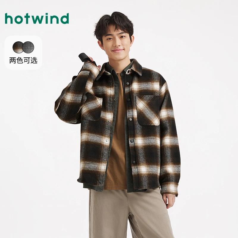 热风2025年冬季新款男士格纹休闲夹克F07M25400