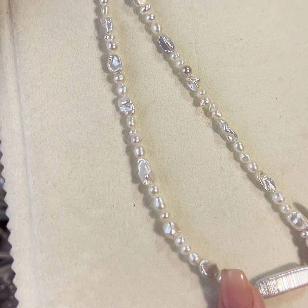 银S925镶嵌淡水珍珠时尚设计款淡水珍珠