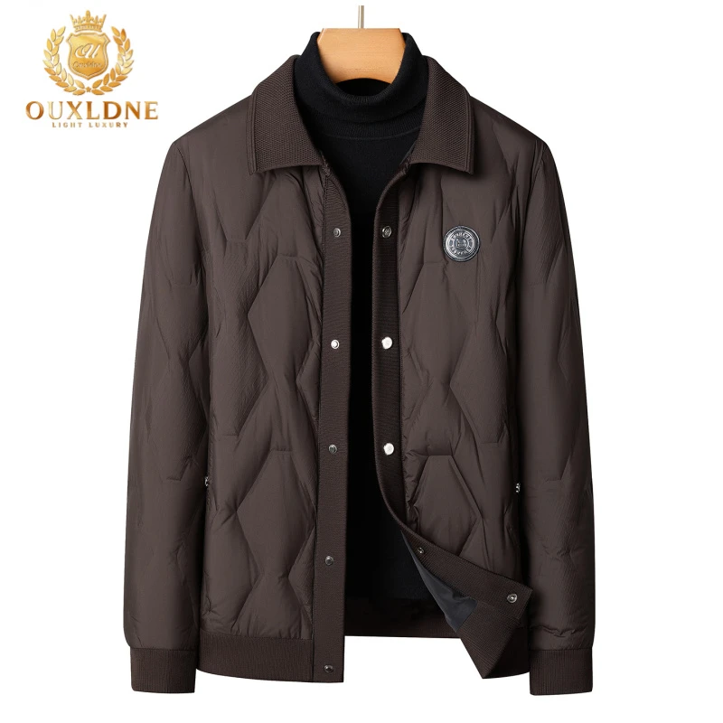 OUXLDNE 轻薄羽绒服男士翻领外套冬季新款韩版潮流防风保暖外套男