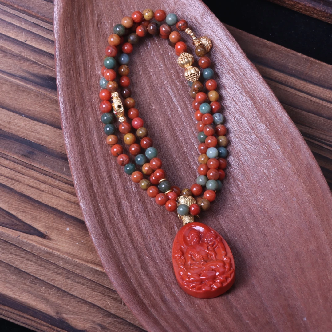 精美南红玛瑙6mm左右diy大势至吊坠项链一条y060