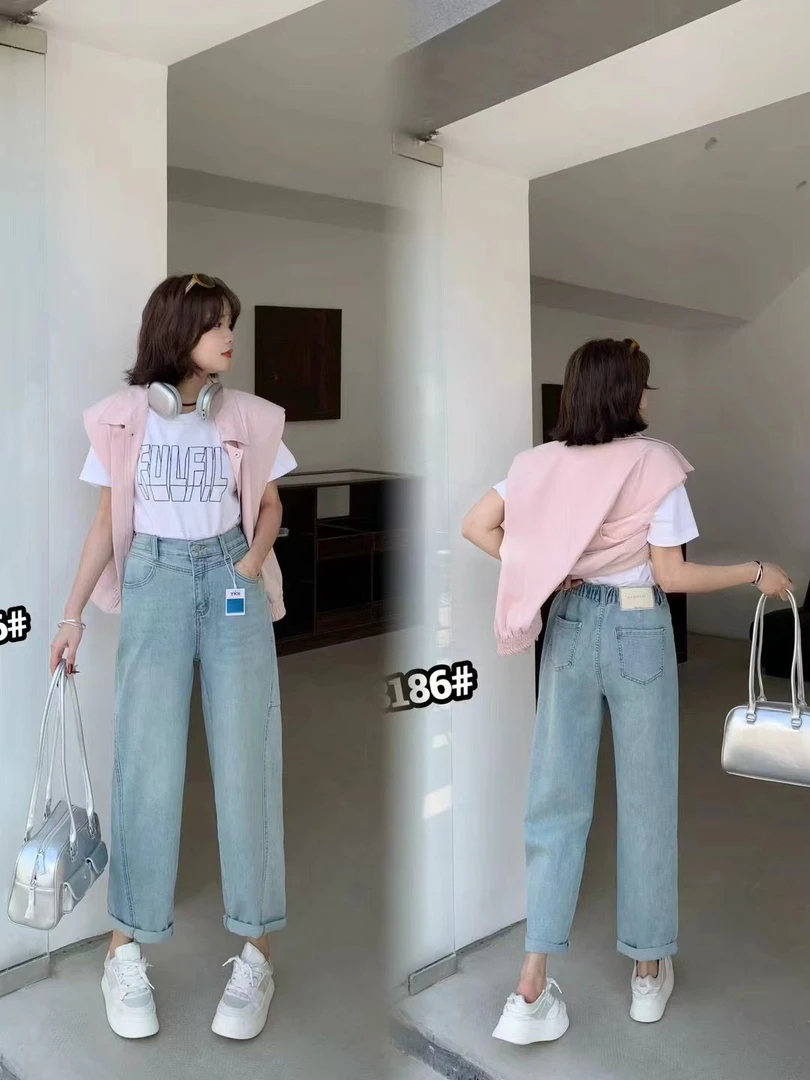 【春款现货】浅色女款男友裤牛仔裤68186