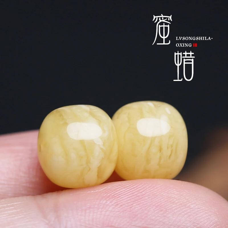 原矿俄料天然蜜蜡琥珀老型单珠桶珠文玩猴头文玩配饰蜜蜡猴头配饰