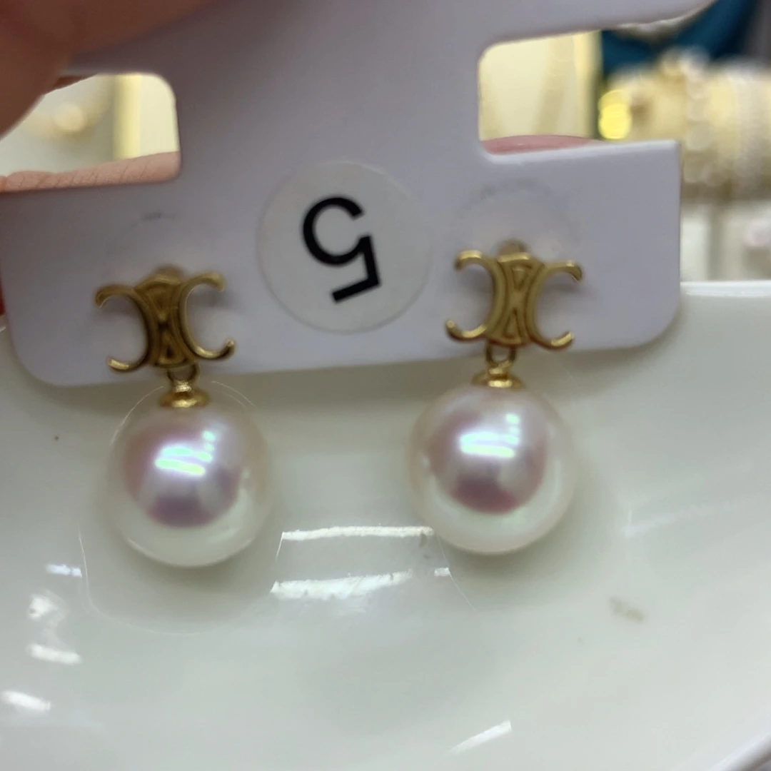 淡水珍珠耳饰18K金镶嵌10-11