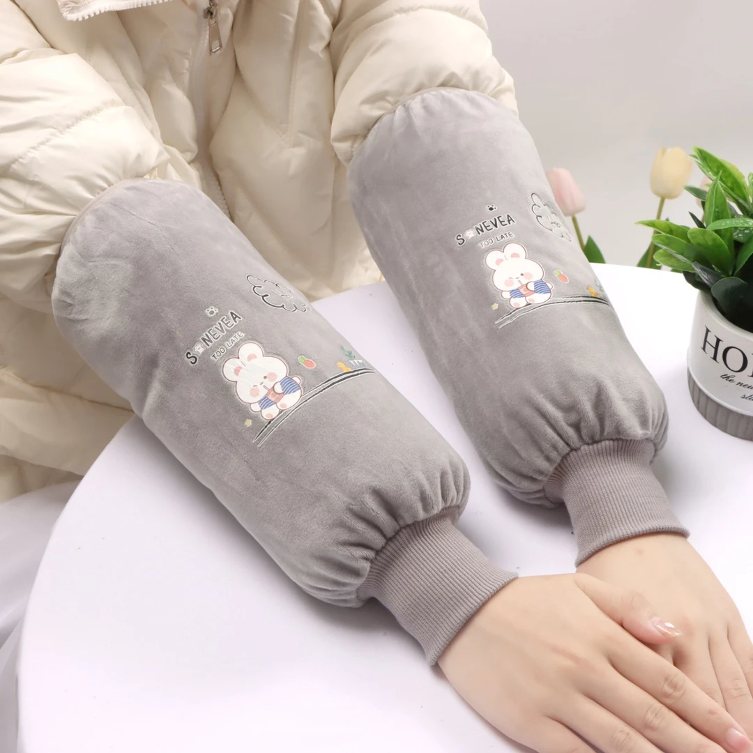 新款长款秋冬季防污袖套女厨房家务工作上班套袖学生干活护袖jjv