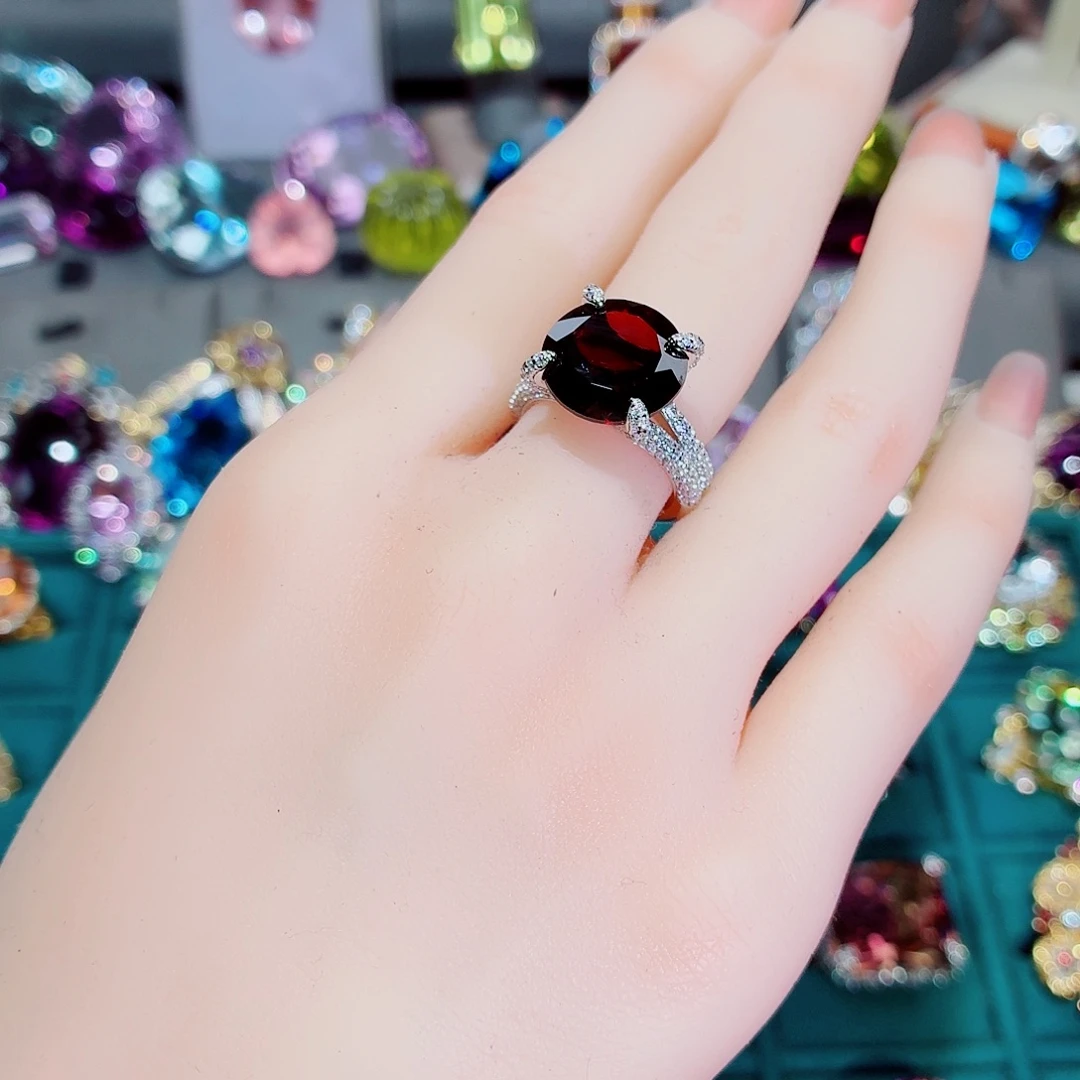 戒指银S925镶嵌石榴石