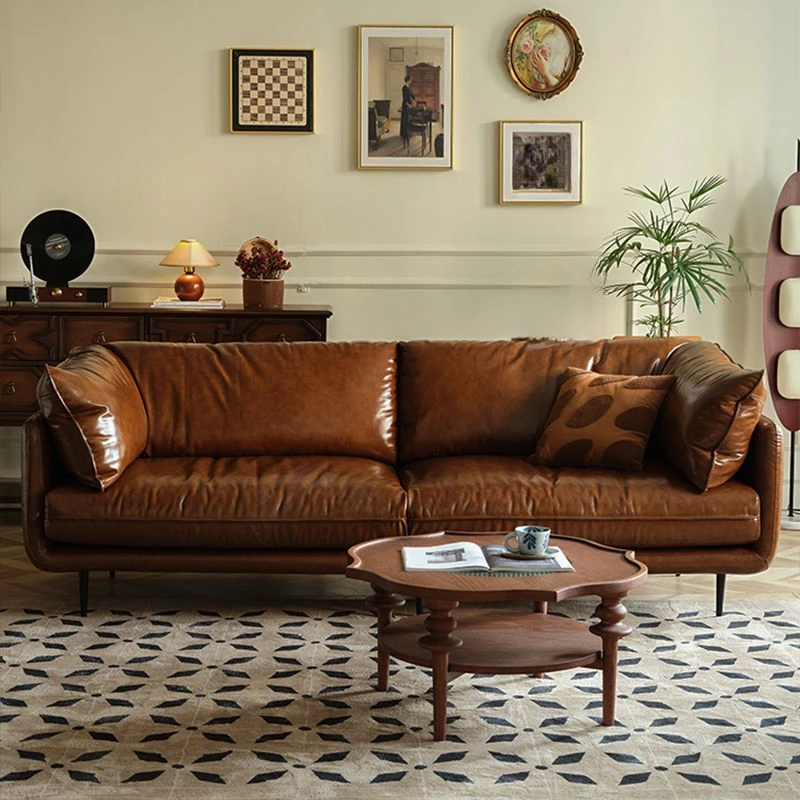 法式复古油蜡2025沙发羽绒客厅小户型北欧简约美式中古风新款沙发