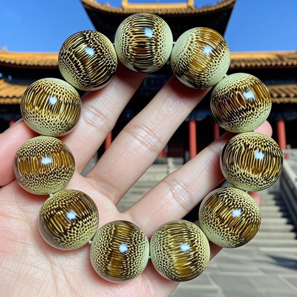 实心玉竹龙血金丝竹手串老料满鱼子纹金丝棕竹高油性文玩念珠手链