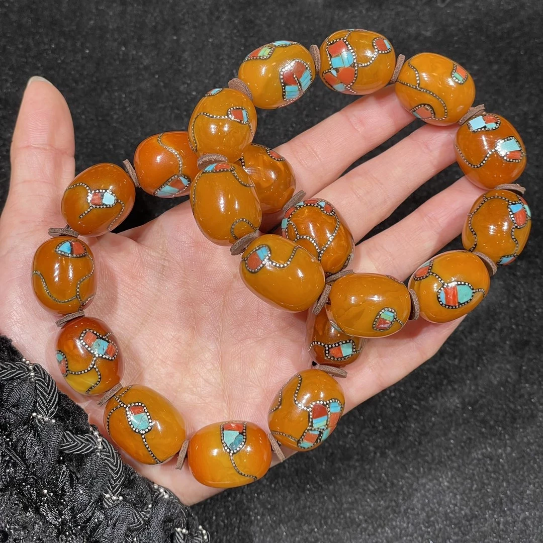 【地主专属】2 G84445-蜜蜡老蜡单圈手串-多样性发其一-17mm+