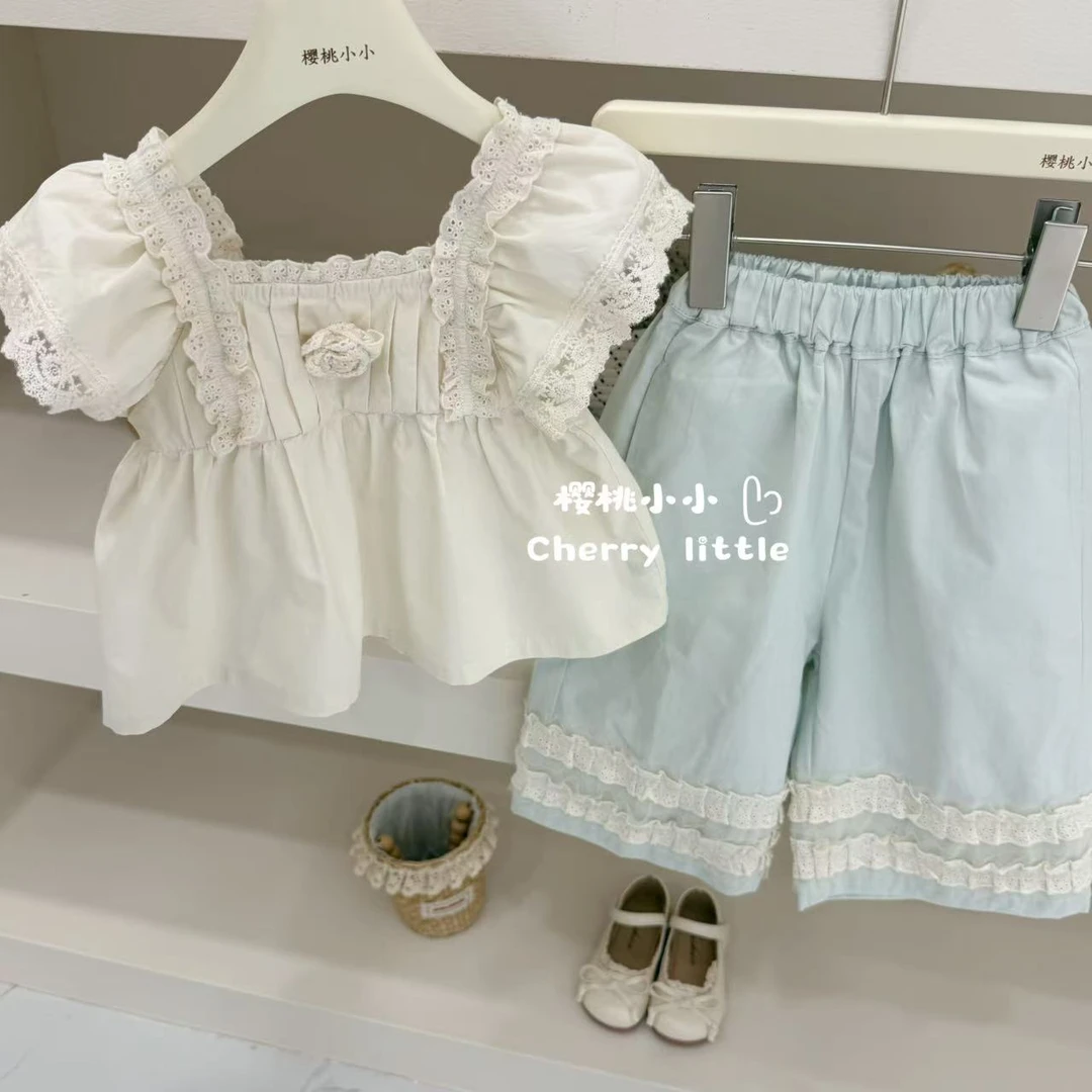 樱桃小小  2025甜美童装女童娃娃衫+阔腿裤套装【dy010】