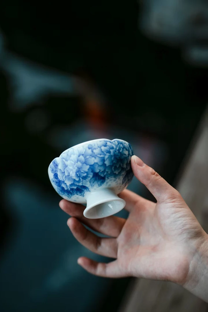 MZ0167 牡丹花青花杯直播间+提溜