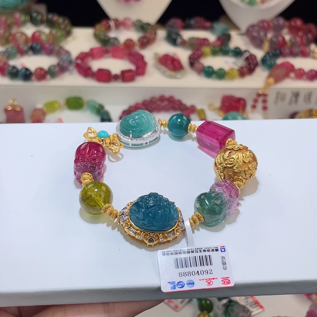 碧玺手链18K金镶嵌碧玺手链