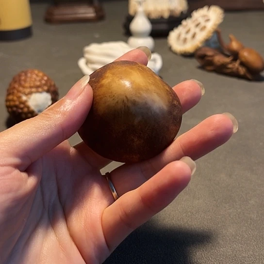 舞***斌鹿骨把件蘑菇手把件手工