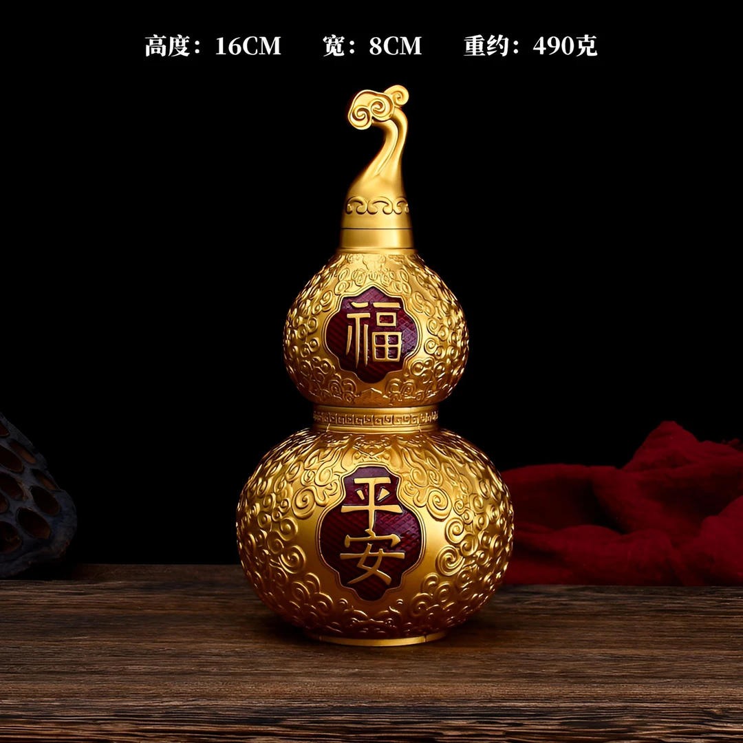 精品黄铜葫芦可开口中式福禄平安吉祥铜葫芦家居装饰客厅桌面摆件