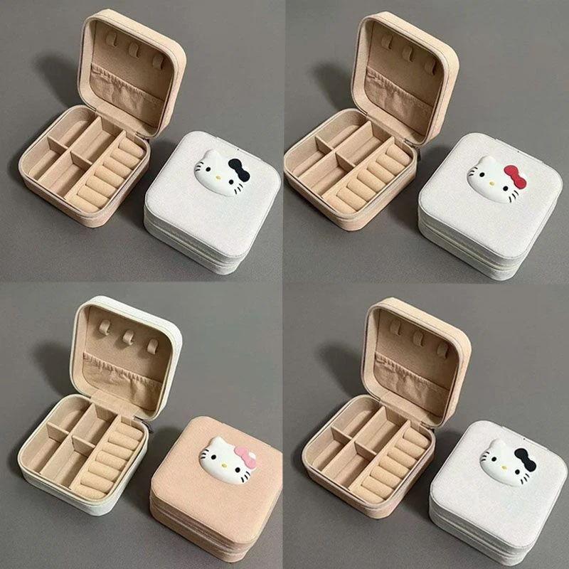 HelloKitty便携耳钉耳环首饰盒项链戒指小巧迷你手饰品收纳盒旅行