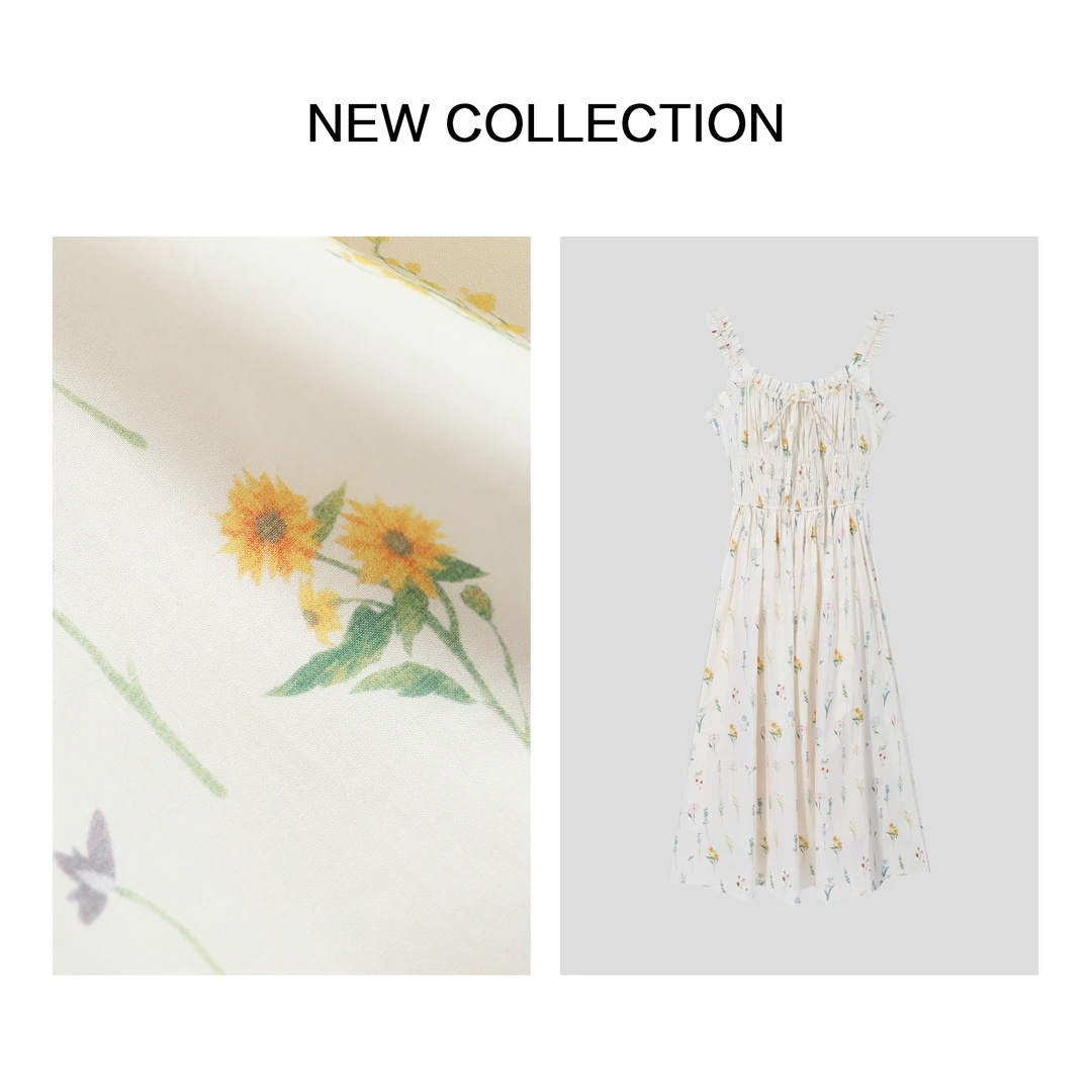 【芳芳专属】L5F30066A休闲吊带连衣裙小众收腰蕾丝碎花显瘦