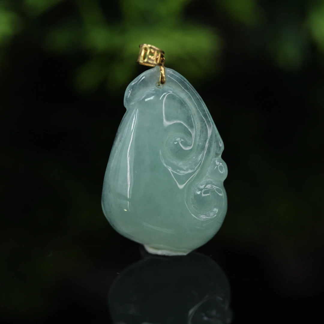 天然缅甸翡翠A货18K镶豆底色万事如意吊坠/1228903/拍卖