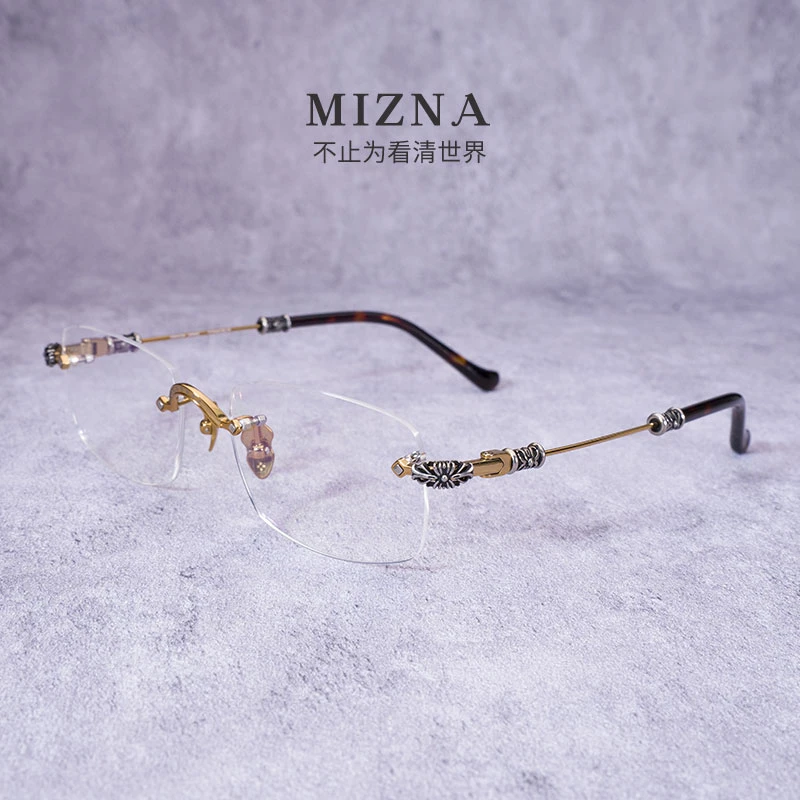 【A96】娜娜同款剋锣纯钛眼镜无框极简气质专业配镜近视金丝眼镜