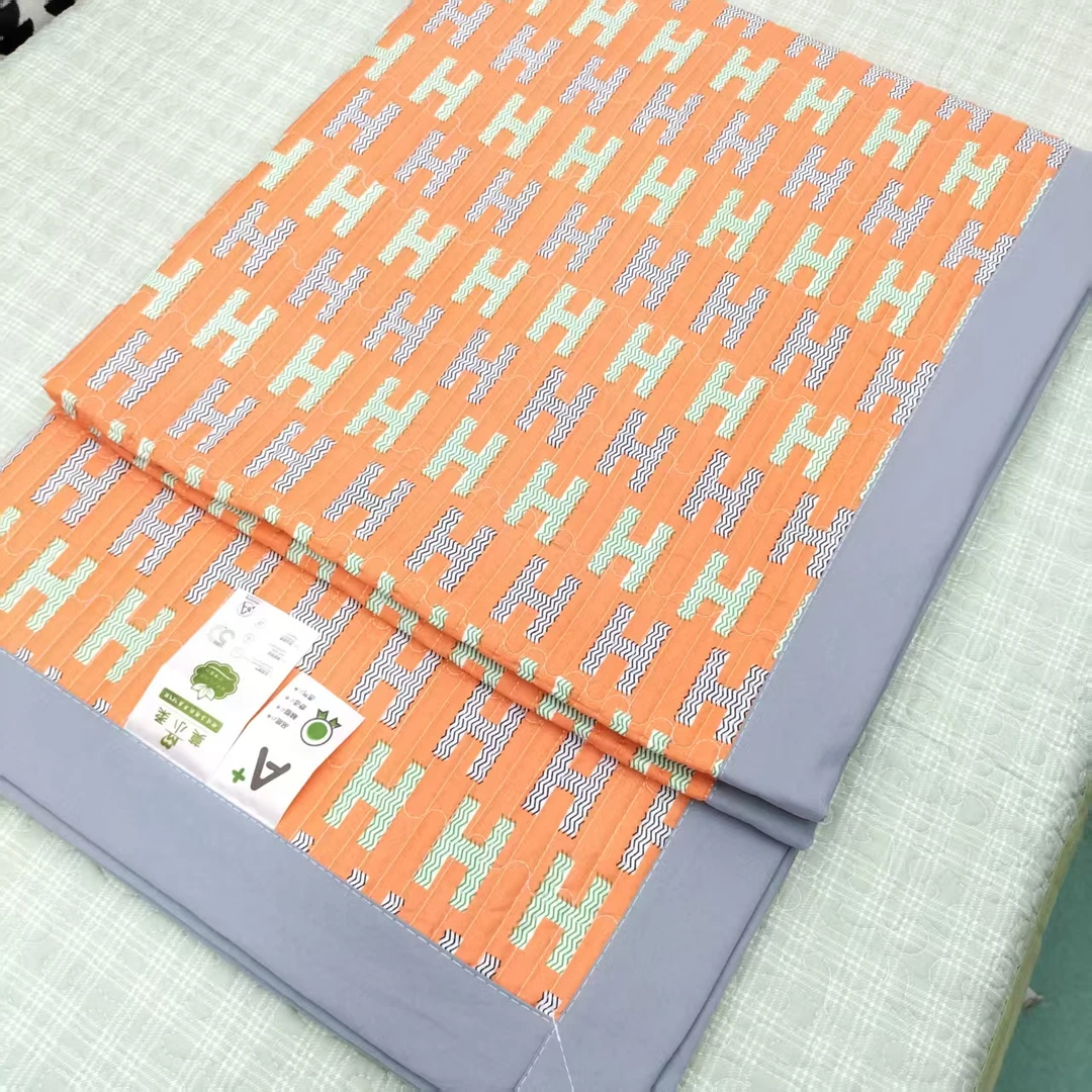 凉感【包边床盖】<小H-橙>90X220cm<±5cm>绗缝多功能加厚透三层