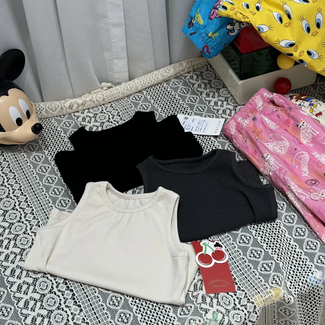 女童背心夏季儿童宝宝无袖T恤韩版洋气薄款透气小童夏款女宝夏装