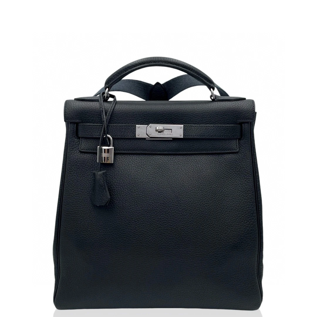 99新 Hermes/爱马仕  kelly ado 大号 框E tc皮  黑银 1207a5