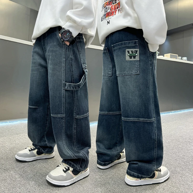 儿童男童秋季牛仔裤2025新款男童中大童工装牛仔裤秋季男孩长裤潮