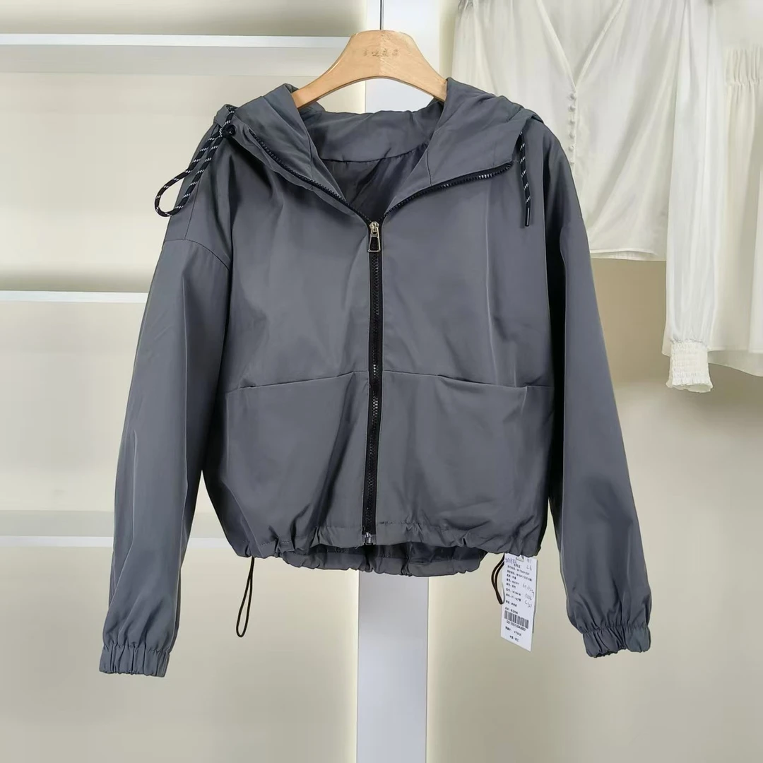 麦迪尚品【夕Y】50909326 休闲连帽百搭短外套春秋女装品牌撤柜