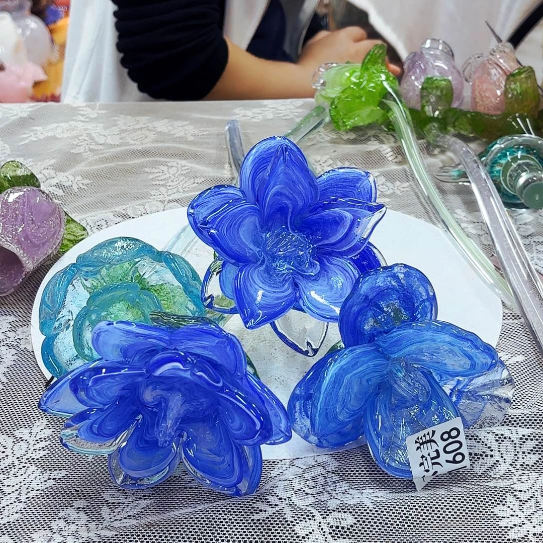 4朵瑕琉璃花瓶花器艺术品