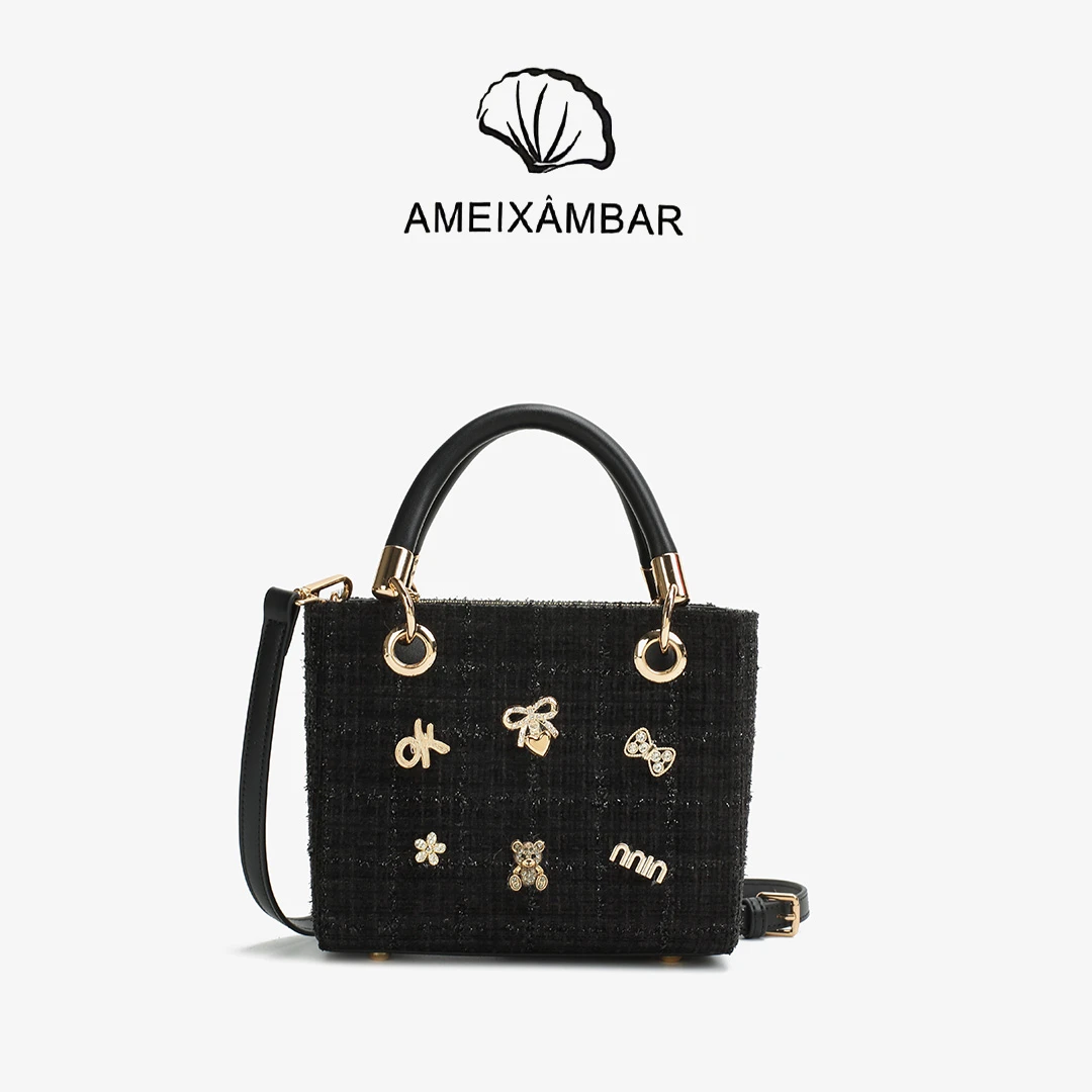 【露露专属】爱美巴新款轻奢百搭高级手提戴妃包绣线盒子包A24243