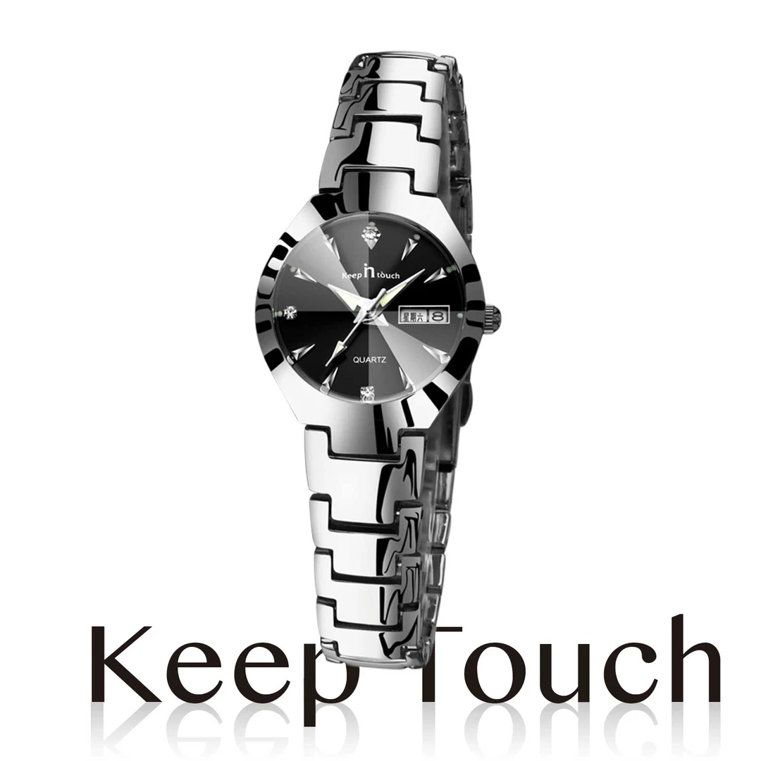 新款女士钨钢色石英潮流手表商务防水女表双日历手表女8410