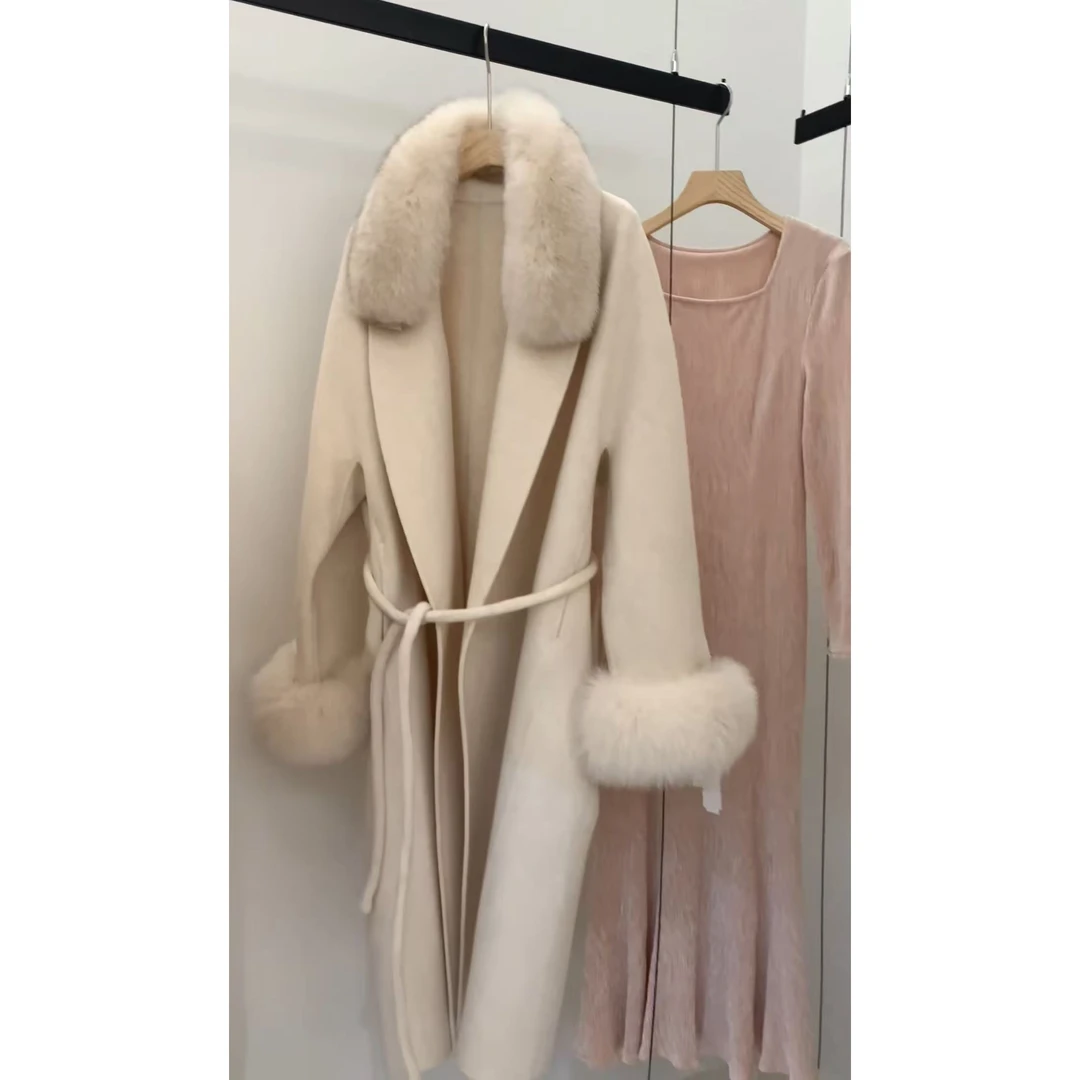 长款中长款女羊毛外套时尚宽松百搭秋冬翻领外套