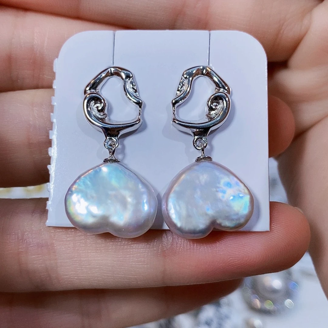 淡水珍珠女神节特价不退不换极光耳饰银S925镶嵌