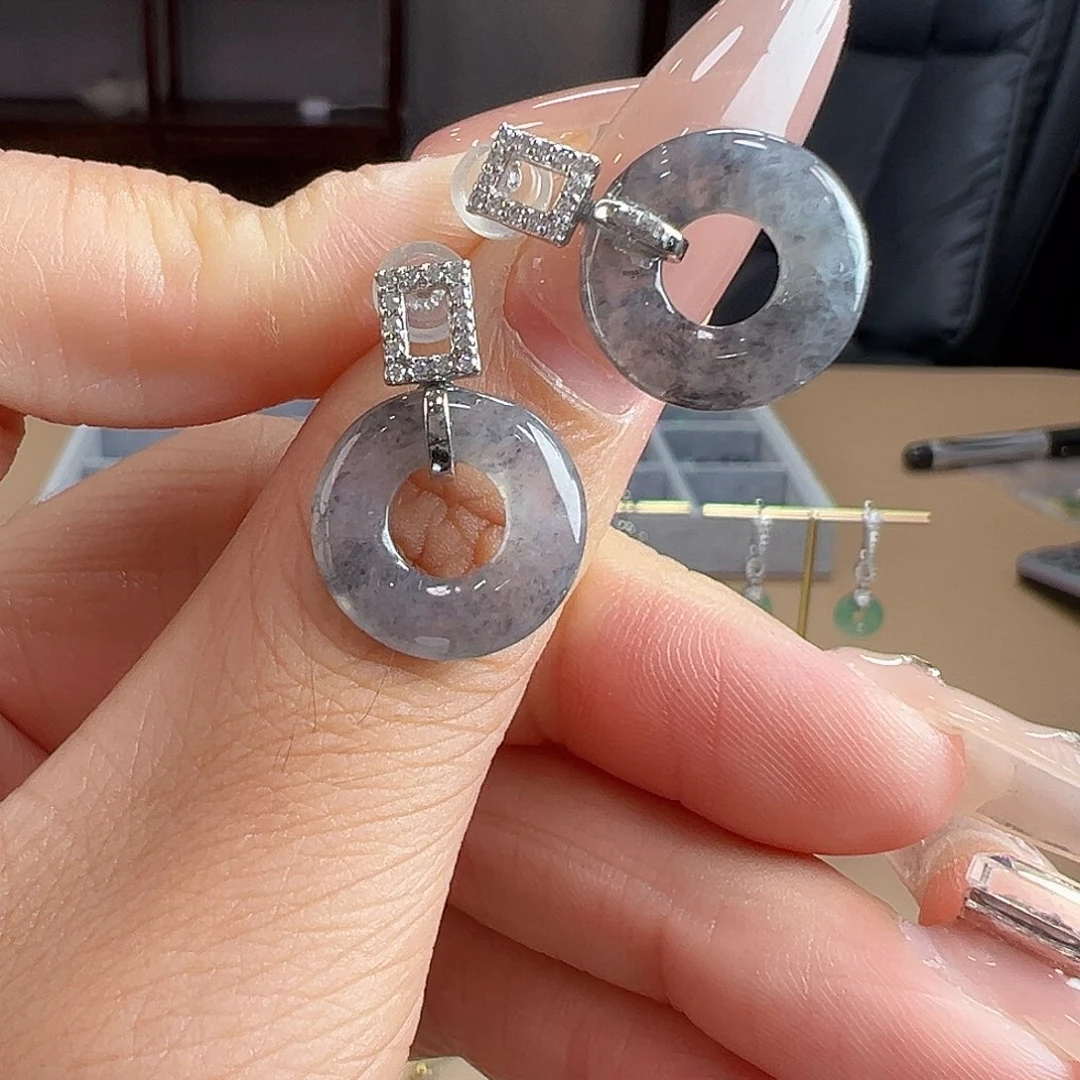 银S925镶嵌翡翠耳饰耳饰55