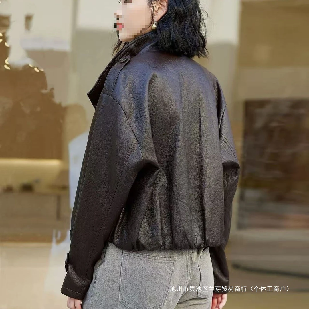 美式高档皮衣外套女短款时尚秋季新款立领气质机车服皮夹克洋气