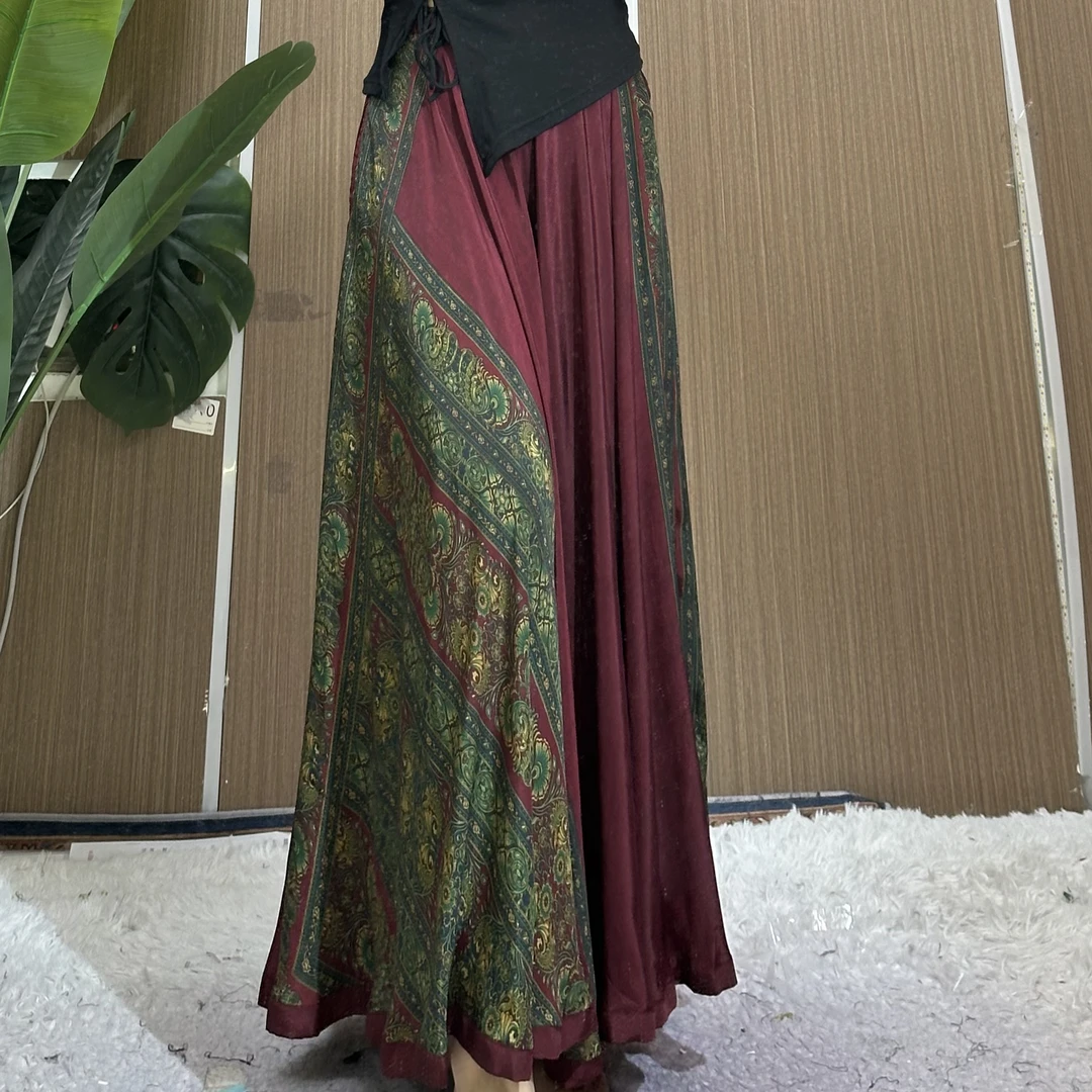 A357号酒红色大摆裙