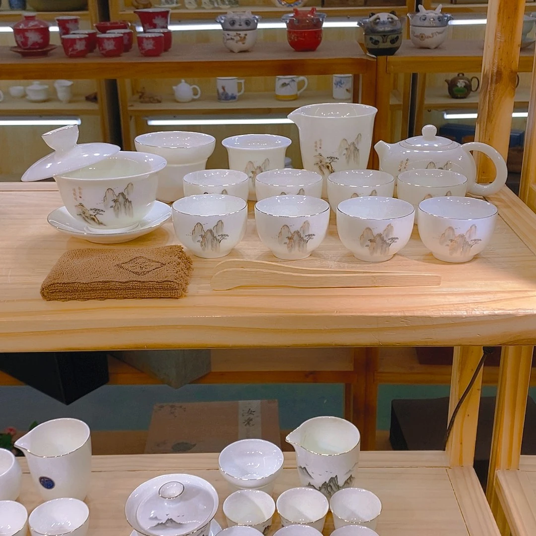 【不止】羊脂玉瓷茶具套装