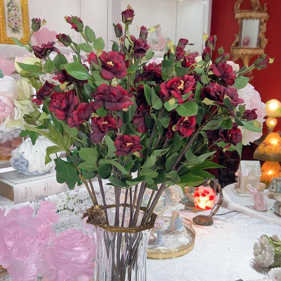 陶瓷防真花冰山月季一束四只