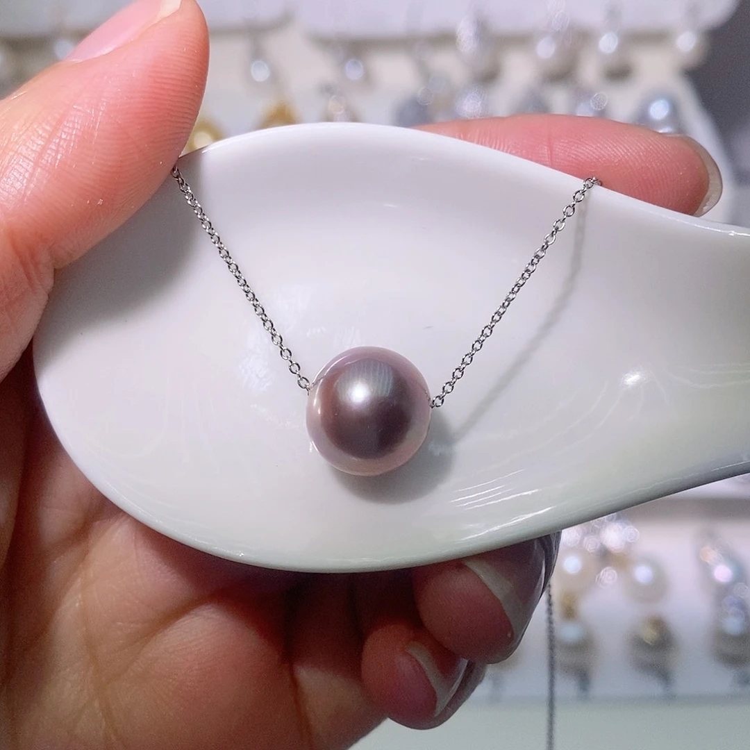 淡水珍珠吊坠(赠链)银S925镶嵌尺寸11/12毫米