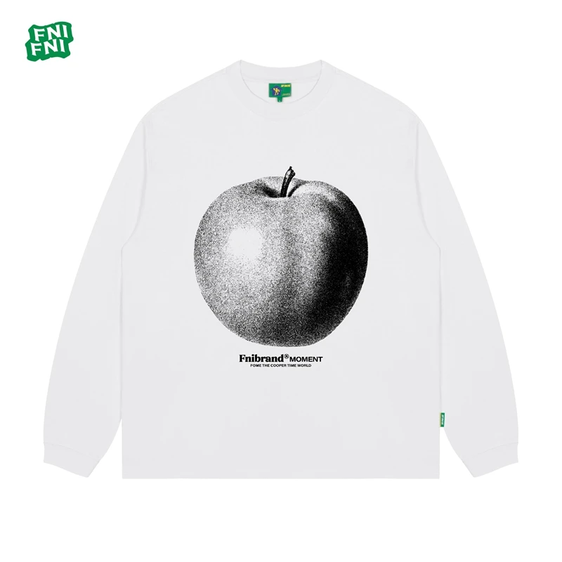 FNI国潮重磅纯棉（磨砂屁股）男女同款t恤美式复古圆领长袖新款工艺