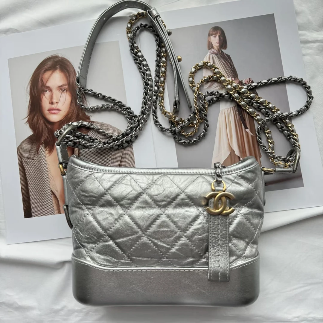 95新 Chanel/香奈儿 大吉中古/Chanel香奈儿银色流浪小号斜挎包
