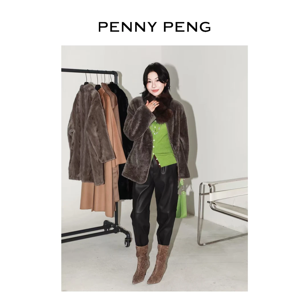 PENNYPENG 雪国冬境 黑标系列高级千金风轻奢皮毛一体保暖外套
