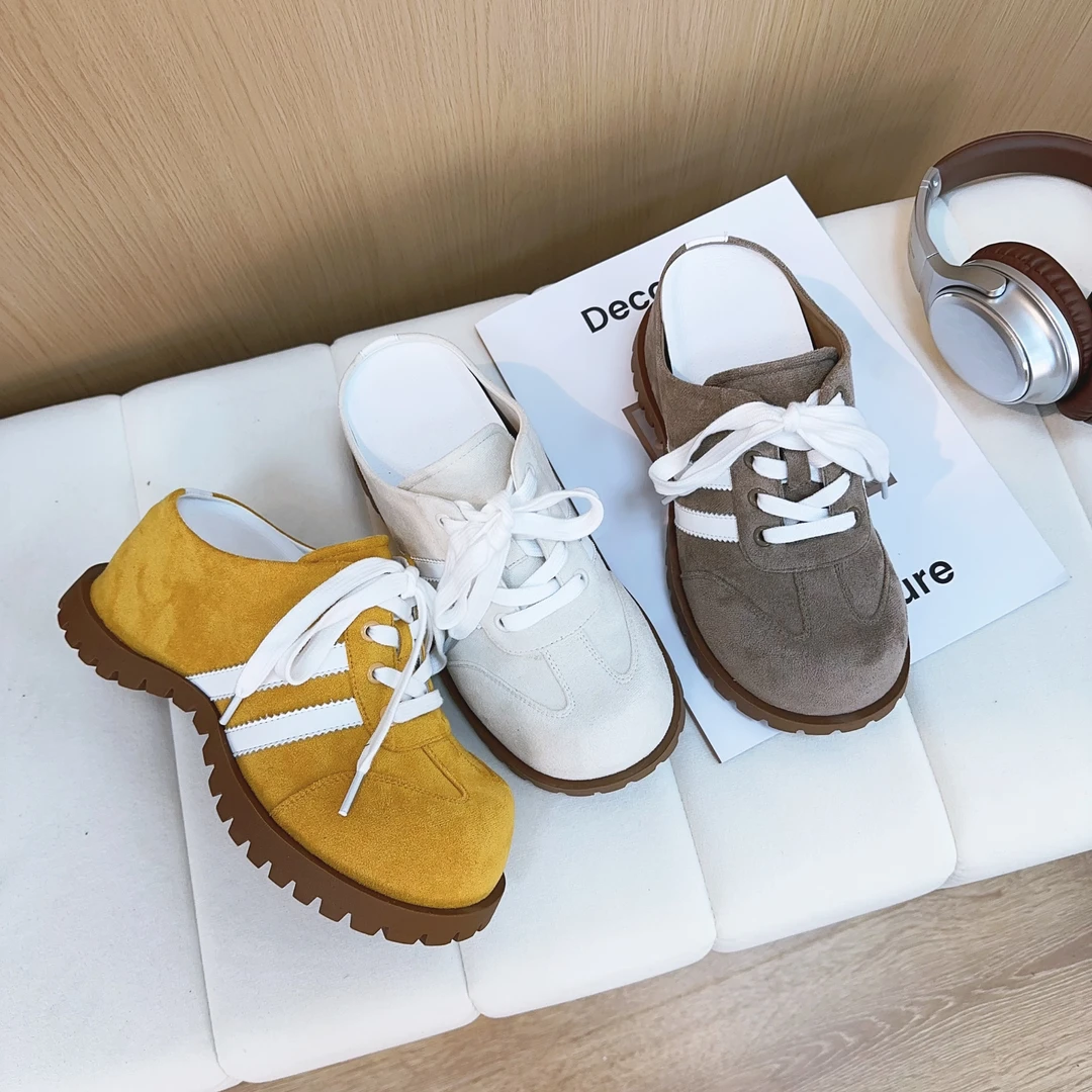 增高8CM2025春夏新款女鞋时尚百搭小个子休闲德训半托
