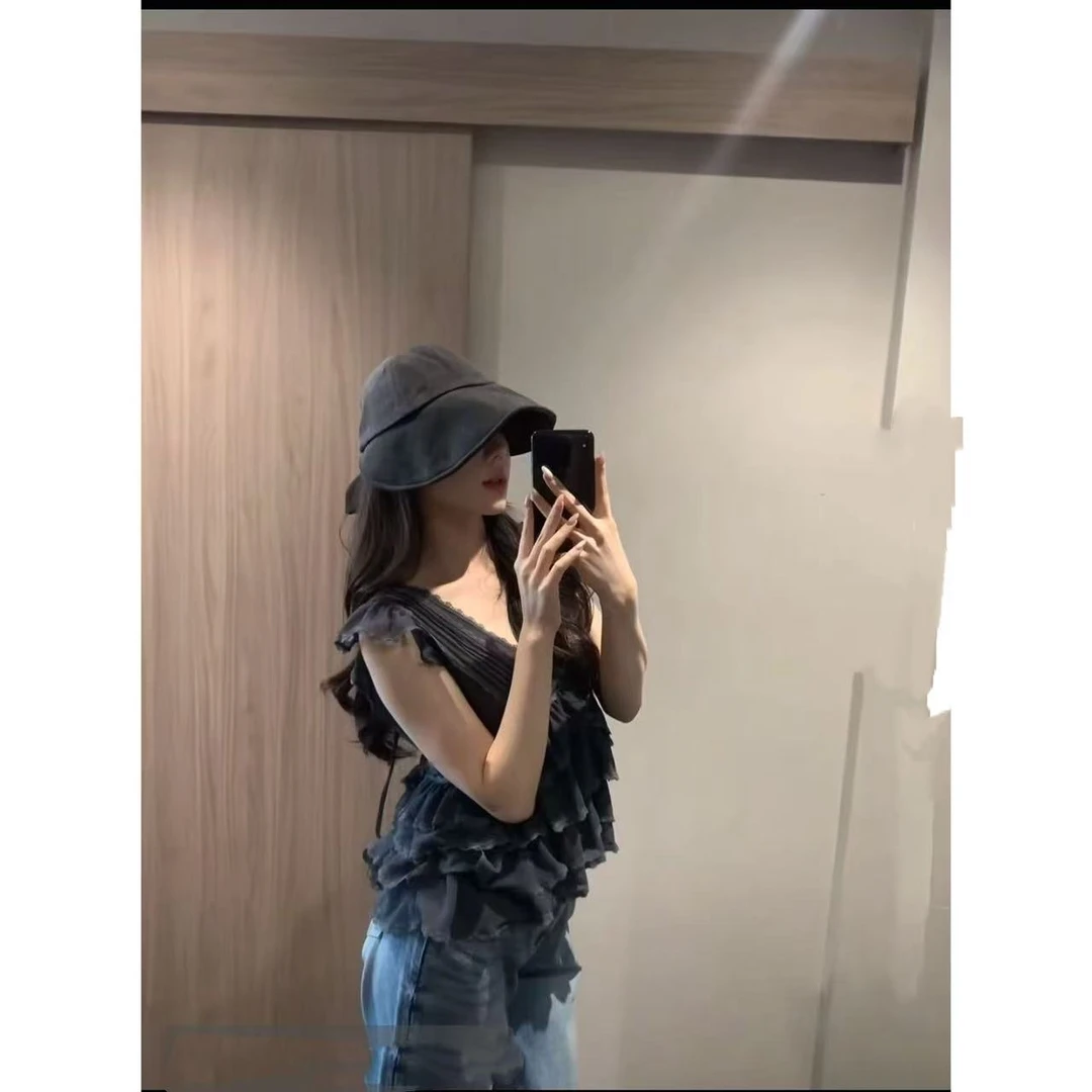 徐秋阳    v领蛋糕衫  夏季新款百搭时尚休闲显瘦上衣13116