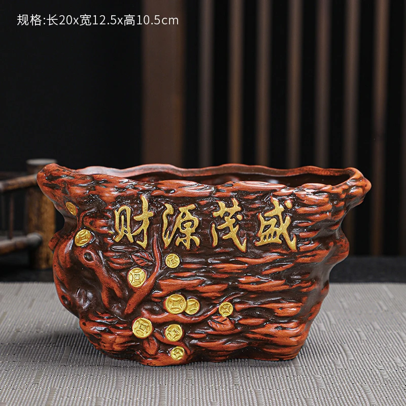 复古花盆陶瓷陶土适用于发财树蝴蝶兰多肉绿植等室内桌面盆栽盆景