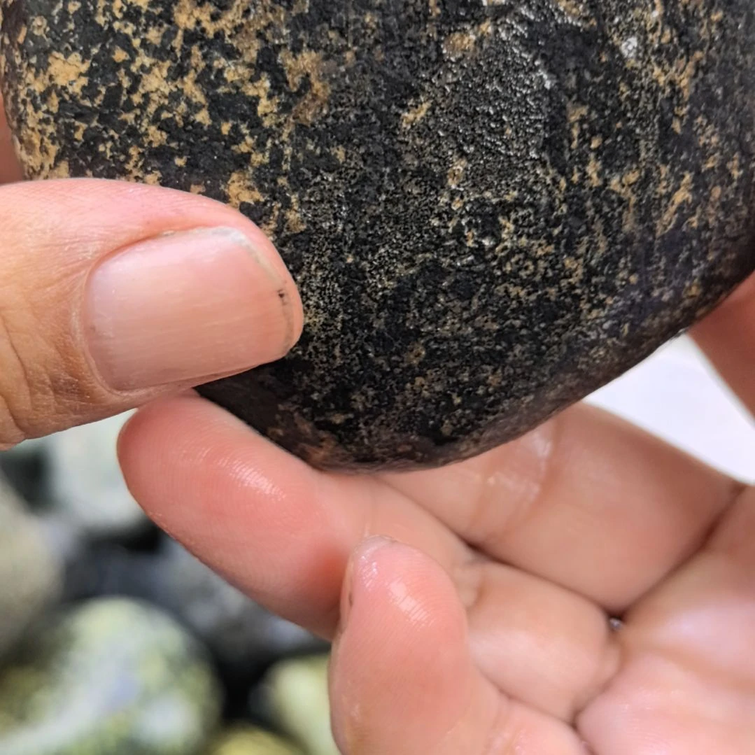 三***姐有机玻璃藏玉药王石原石手把件一个