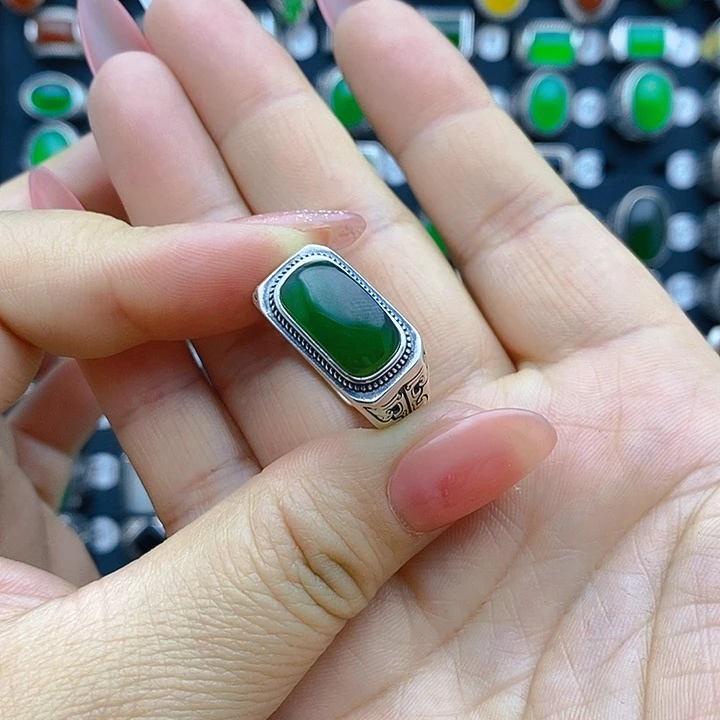 和田玉戒指银S925镶嵌海****0