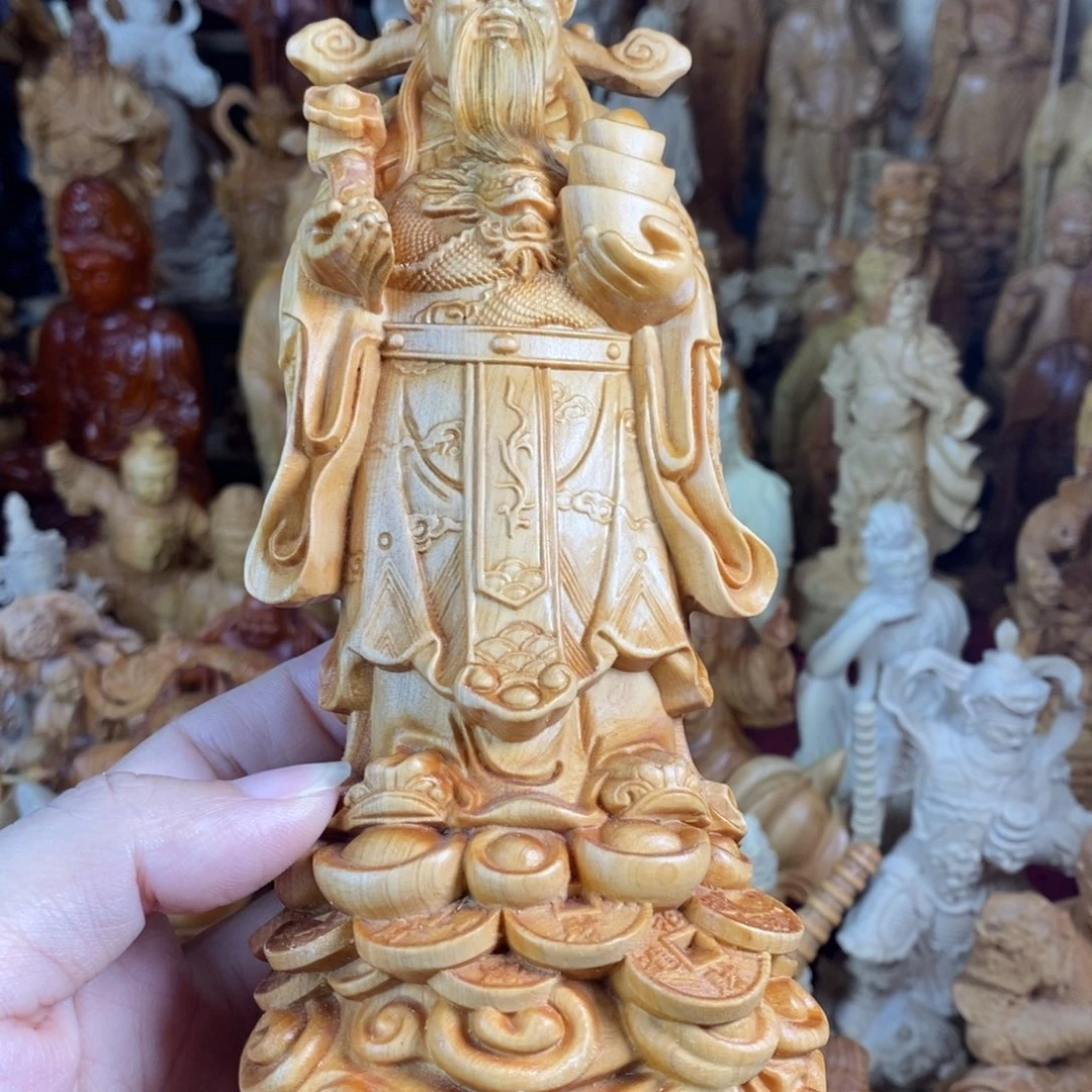 木微瑕崖柏木纹21文财神